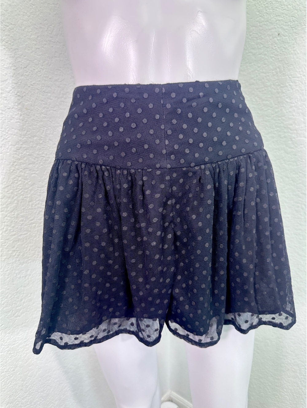 Sz M Heritage 1981 Black Swiss Dot Mini Skirt Skater Punk Goth